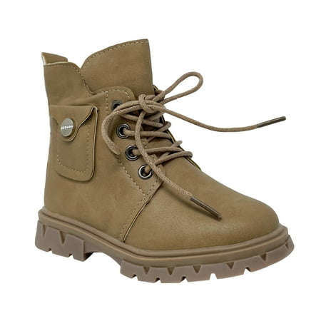 

SNJ Toddler Girls Lace Up Side Zipper Combat Boot