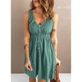 thumbnail image 2 of Vestido corto con escote en V, vestido corto para mujer, vestido corto con escote en V sin mangas, vestido corto con un solo pecho, diseño revolucionario, 2 of 5