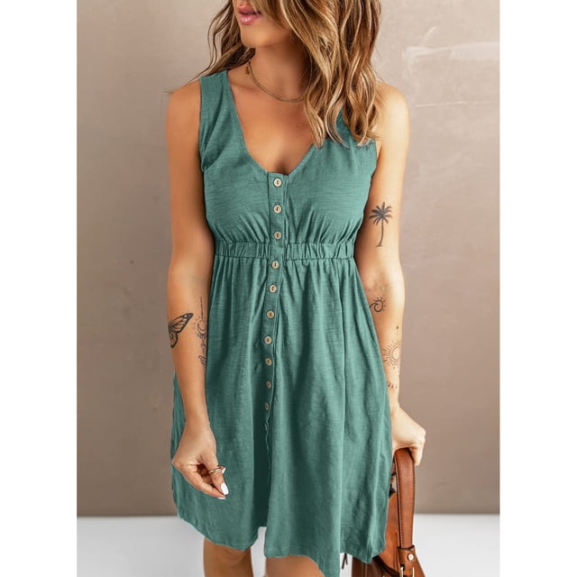 Vestido corto de un solo pecho,Vestido corto de mujer Vestido sin mangas con cuello en V Vestido con cuello en V para mujer Eleva tu experiencia