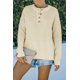 thumbnail image 2 of ABPHQTO Suéter de mujer con cuello henley en beige y hombros caídos con aberturas, 2 of 5
