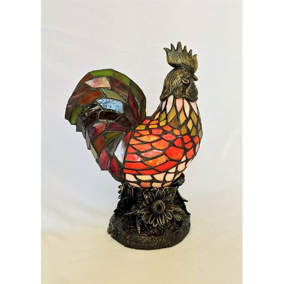 Tiffany Style Stained Glass Rooster Table Lamp