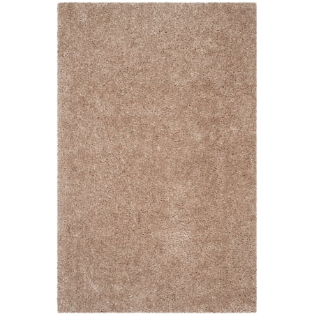 SAFAVIEH Popcorn Solid Polyester Shag Area Rug, Beige, 5' x 8'