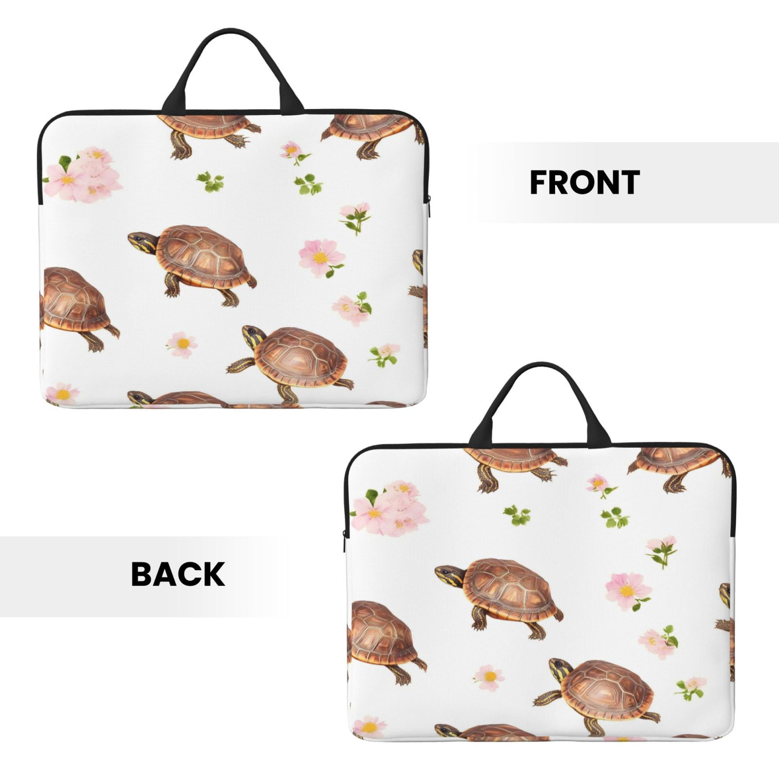 Laptop Sleeve Bag For Women Men 14inch Waterproof Durable Protective Computer Carrying Cover Handle Laptop Case Bag Pink-Colored Turtle Flower