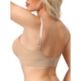 thumbnail image 3 of INSPIRE CHIC Women's Maternity Full Coverage Adjustable Buckled Straps Postpartum Nursing Bra V-Neck Wireless Bralettes 2XL Beige, 3 of 4
