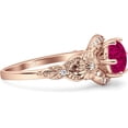 thumbnail image 6 of Art Deco Ring Sunflower Design Round Ruby Cubic Zirconia Rose Tone 925 Sterling Silver, Size 8, 6 of 7