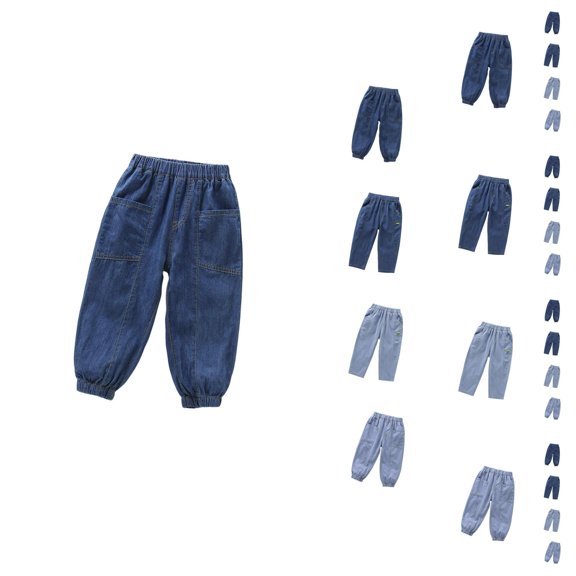 Boys Fashion Boys Pants Lightweight Casual Elastic Waist Trousers Loose Fit Pure Color for Toddlers Kids Age 2-12 Spring Summer