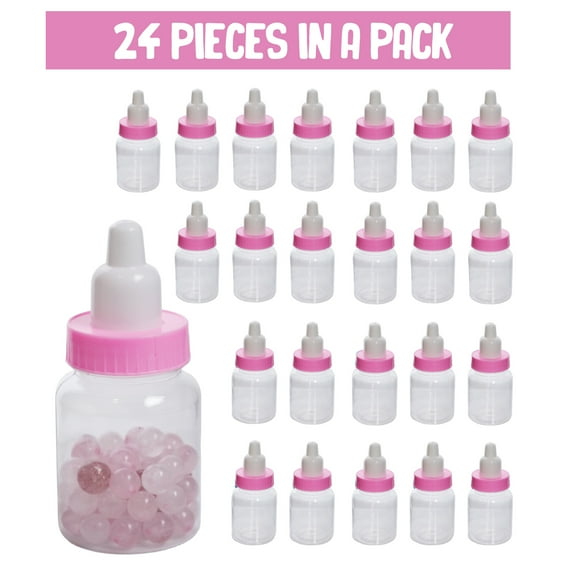 24 Fillable Bottles for Baby Shower Favors Blue Pink Party Decorations Girl Boy