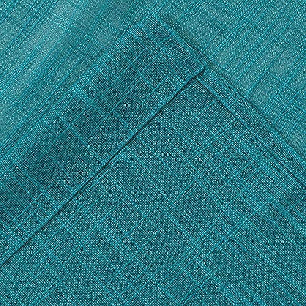 Teal Linen Curtains Nickel Grommet Semi-Sheer Curtains - Energy Saving Light Filtering Window Treatments Draperies for Bedroom/Living Room/Sliding Door, Teal, 2 Panels, 52 x 84 - I