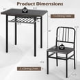 thumbnail image 3 of Gymax 3-Piece Rectangular Dining Table&Chairs Set Wooden Breakfast Nook w/Storage Rack Gray & Black, 3 of 10