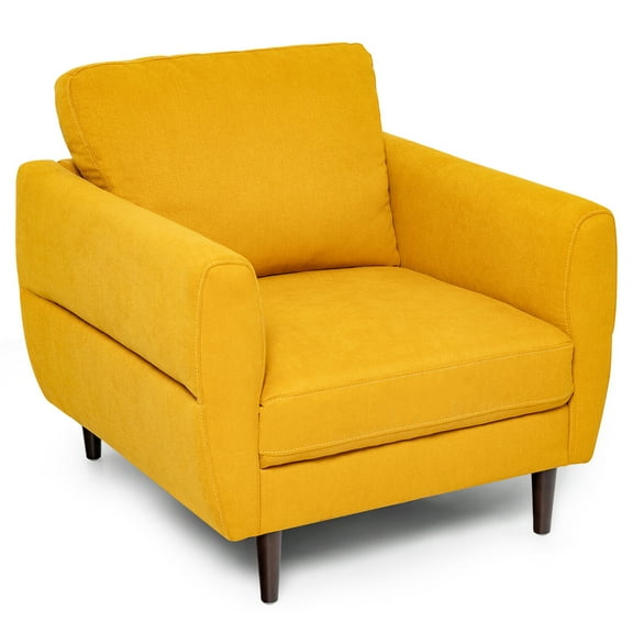 Gymax Modern Upholstered Accent Chair Single Sofa Armchair Living Room Funiture Yellow