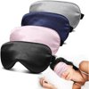 wmincc Silk Sleep Masks for Sleep, 4 Pack Super Soft Sleep Mask for Women & Men, 100% Blackout, Zero Eye Pressure, Blindfold with Adjustable Strap, Travel Eye Covers (Black, Pink, Blue, Grey)