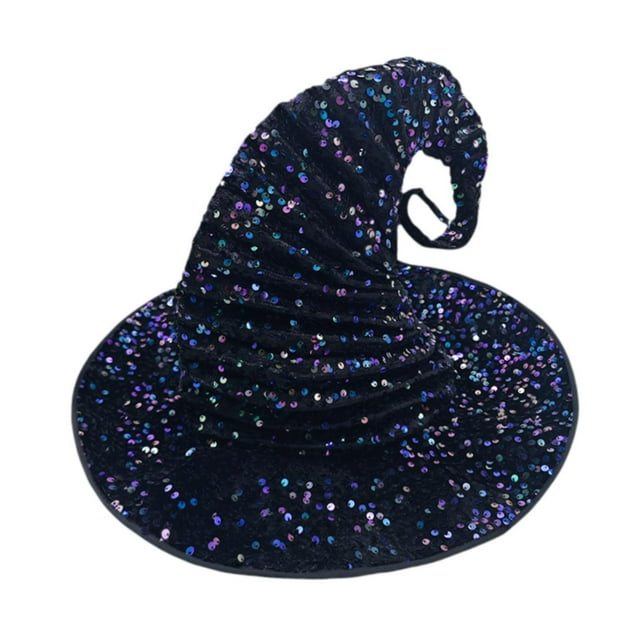 de Halloween para disfrazarse de adultos, gorro de para escenario, accesorios para disfraz de Lentejuelas moradas
