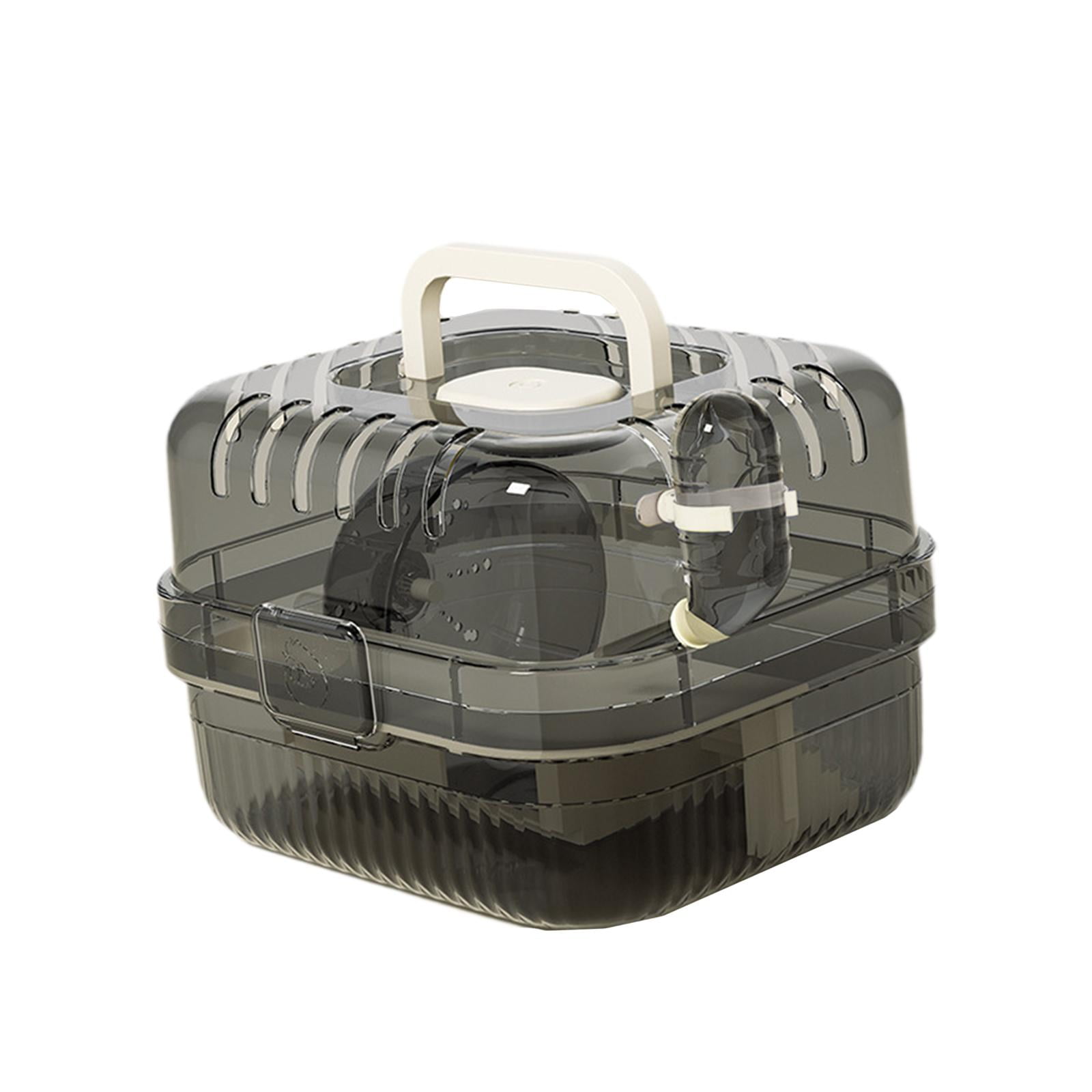 TOOYFUL Hamster Cage Transport Box with Light Handle in The Event of A Small Portable Cage for Pets with Water Bottle for Bunny Mouse White
