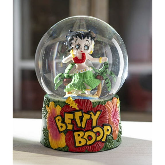 Hawaiian Hula Dancer Betty Boop Whimsical Comical Glitter Water Globe 100mm