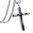 thumbnail image 1 of Collar de cruz Sunnimix para hombre Acero Hiphop Rock Moda Teens Regalo plata, 1 of 6