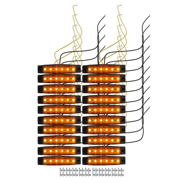 Unique Bargains Front Rear Side Marker Light 6 LED for Trailer Truck Caravan RV Van Lorry Tractor Amber (Set of 20)