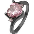thumbnail image 4 of Black Gold Plated Heart Shaped Stone Solitaire Style Wedding Engagement Promise Statement Ring, 4 of 8