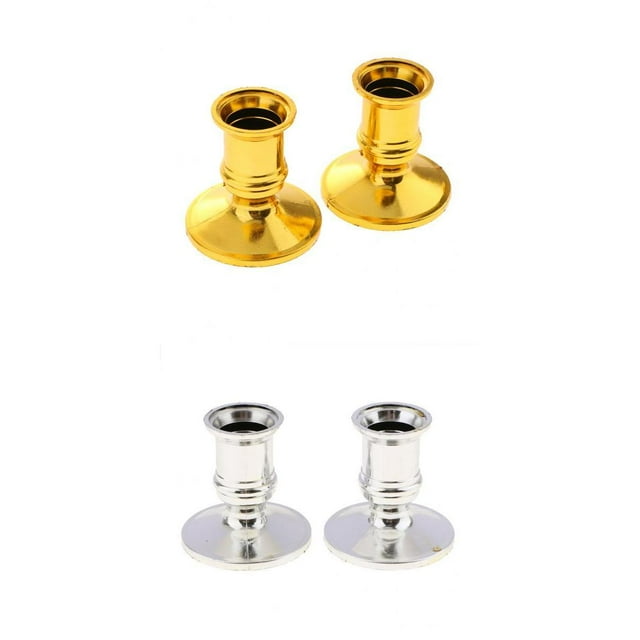 4x Base De Vela De Pilar De Plástico Base De Soporte De Vela Cónica Electrónica Oro Plata Sunnimix