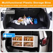Storage Bins with Lids- 4 Tier Folding Storage box with Doors and Wheels, Collapsible Plastic Storage Bins for Closets, Stackable Storage Organizer, Storage Containers for Closet, White