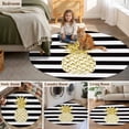 thumbnail image 5 of Pineapple Round Area Rug 3.3Ft Washable Circle Rugs for Dining Room Table, Modern Abstract Fruits Black White Stripe Non-Slip Carpet Floor Mats Indoor Outdoor Carpet Runner Aesthetic Home Decor, 5 of 8