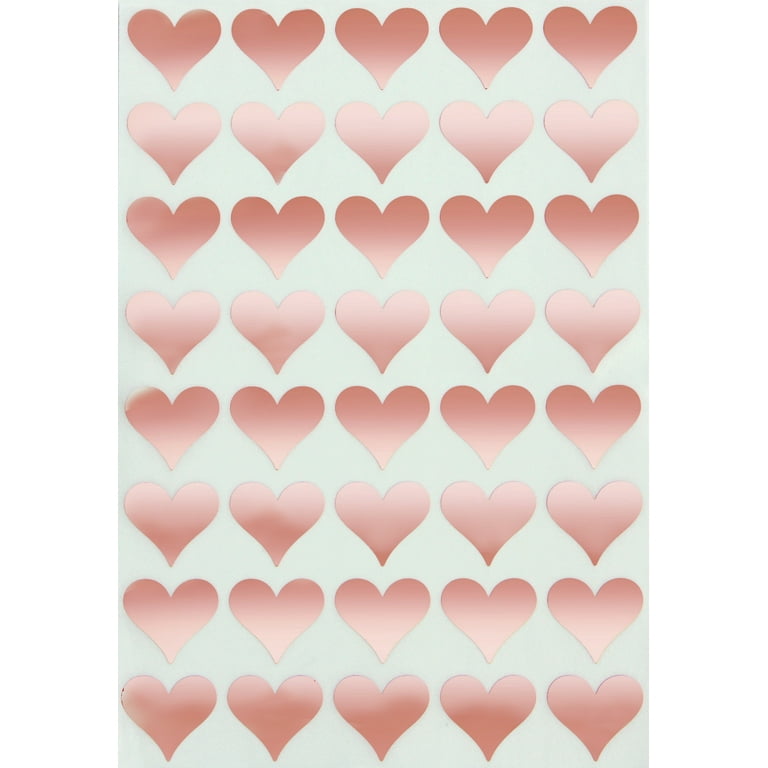 Heart Stickers Labels 3/4 inch 19mm 1000 / Rose Gold