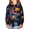 thumbnail image 5 of chaqlin Dinosaur Hoodies for Girls Boys Size 8-10 Long Sleeve Sweatshirts Jacket Galaxy Full-Zip Hooded Coat Casual Outerwear with Pockets Fall Winter Clothes, 5 of 7