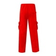 thumbnail image 5 of Cargo Sweatpants for Men Baggy Plus Size Drawstring Open Bottom Sweatpants Big and Tall Gym Workout Pants with Pocket Red X3XL, 5 of 5