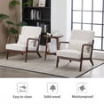 thumbnail image 3 of Leumius Modern Arm Chair Upholstered Reading Accent Chair with Pillow & Solid Wood Frame for Living Room Bedroom,Beige, 3 of 8