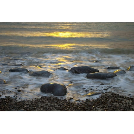 Patio Surface Ideas Uk Sun Reflecting on Sea Surface with Rocks on Beach, Scotland, UK, June 2009 Print Wall Art By Muñoz ()