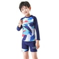 thumbnail image 4 of Gelikeya Toddler Bathing Suit Boy Size 9-10 Swimwear Sets Bathing Suit Long Sleeve Kids Bathing Suits Boys (Child, D13 Blue, 9-10 Years), 4 of 7