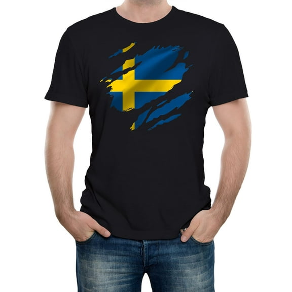 Torn Sweden Flag Men's Graphic T-Shirt | Swedish National Pride Tee