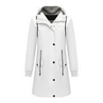 thumbnail image 1 of WRKEKC Women's Water Resistant Hooded Anorak Mid Length, Snap Button Pockets Hiking Windbreaker Jacket, 1 of 6