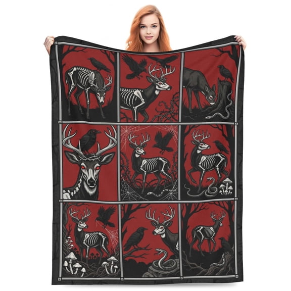 Deer Blanket, Forest Deer Lightweight Flannel Throw Blanket for Couch Sofa, Bedding Blanket for Living Room 50x40