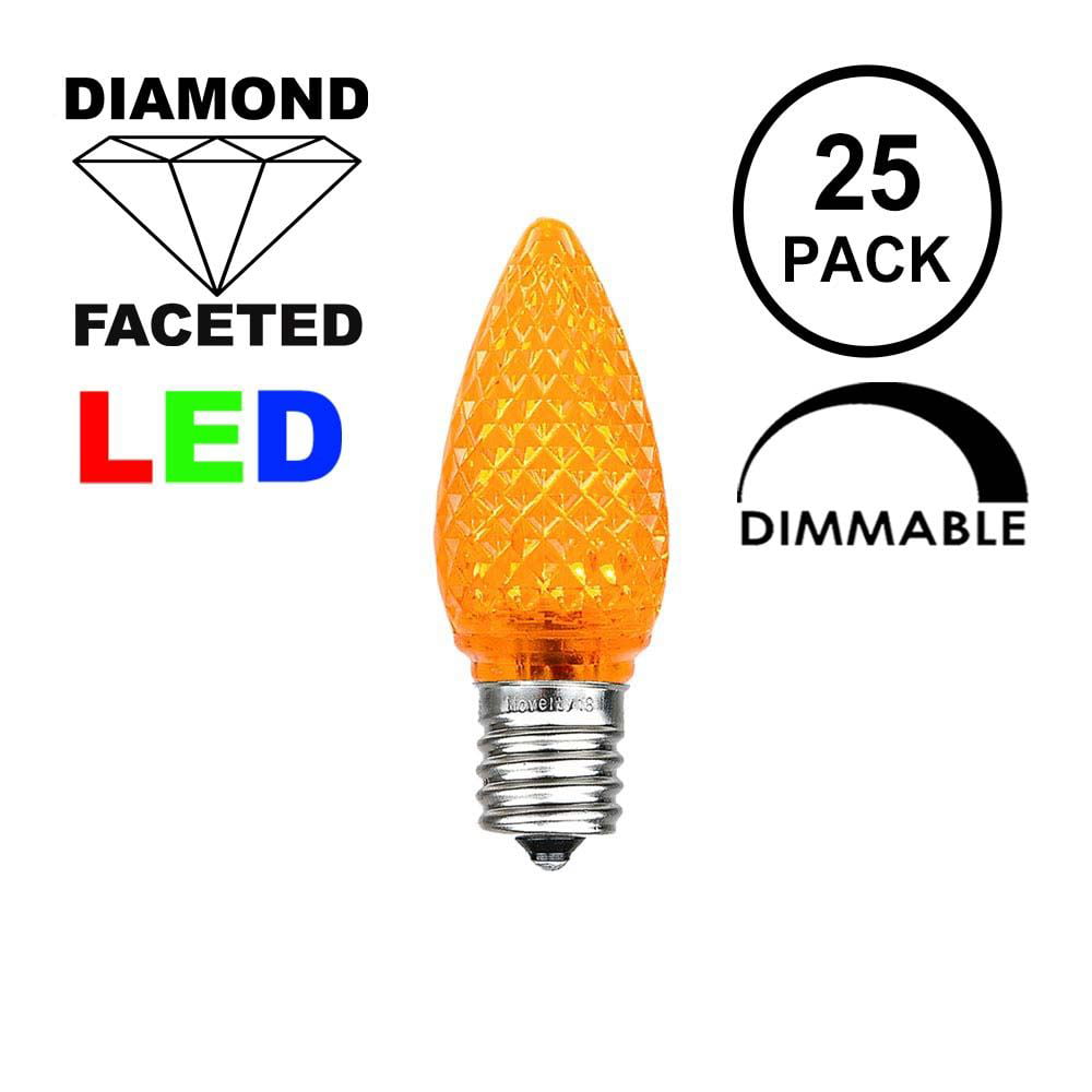 25, Green in Each Bulb Commercial Grade Fits Into E12 Sockets 3 Diodes Leds Festive Holiday Lights Minleon LED C7 Replacement Christmas Light Bulbs 