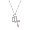 thumbnail image 2 of Delight Jewelry Silvertone Crystal Initial - U - Be Strong and Courageous Engraved Cross Zoey Necklace, 28", 2 of 4
