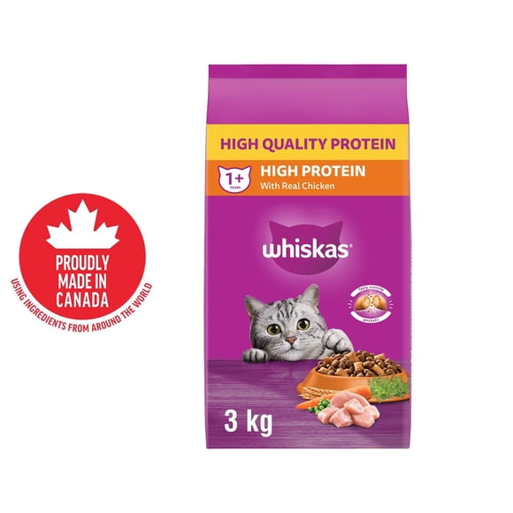 WHISKAS Adult Dry Cat Food, High Protein, Real Chicken Flavour