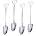 thumbnail image 3 of 4 piezas cucharas en forma de palas cuchara para servir utensilios de cocina cucharas de helado portátiles fáciles de limpiar cucharas de café para Plata puntiaguda, 3 of 9