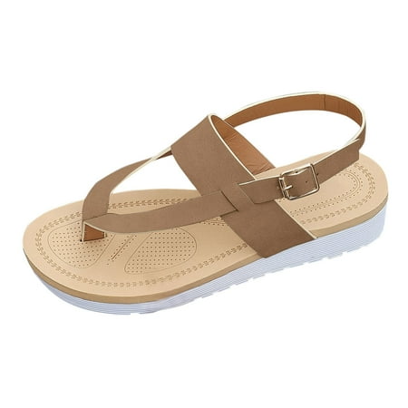 

Women s Summer Fashion Thick Bottom Clip Toe Leather Sandals Casual Comfortable Outdoor Beach Sandals