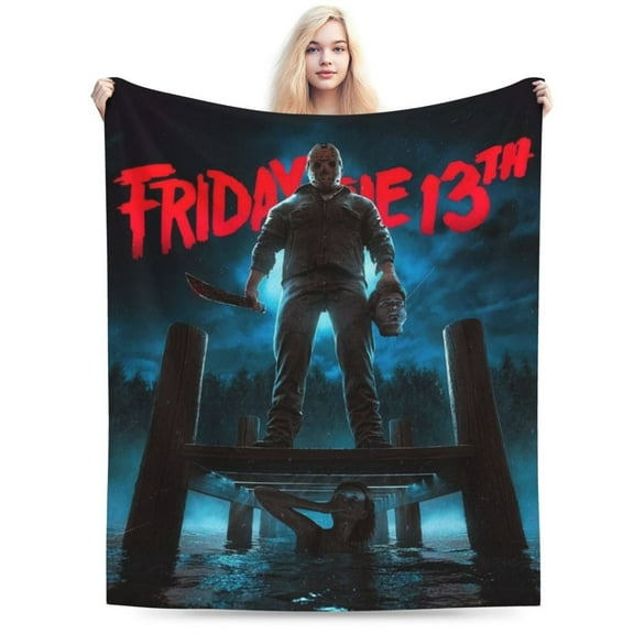Jason Voorhees Friday the 13th Printed Flannel Plush Throw Blanket for Living Room Bedroom Sofa and Camping, Perfect Halloween Home Gift 50"X40"