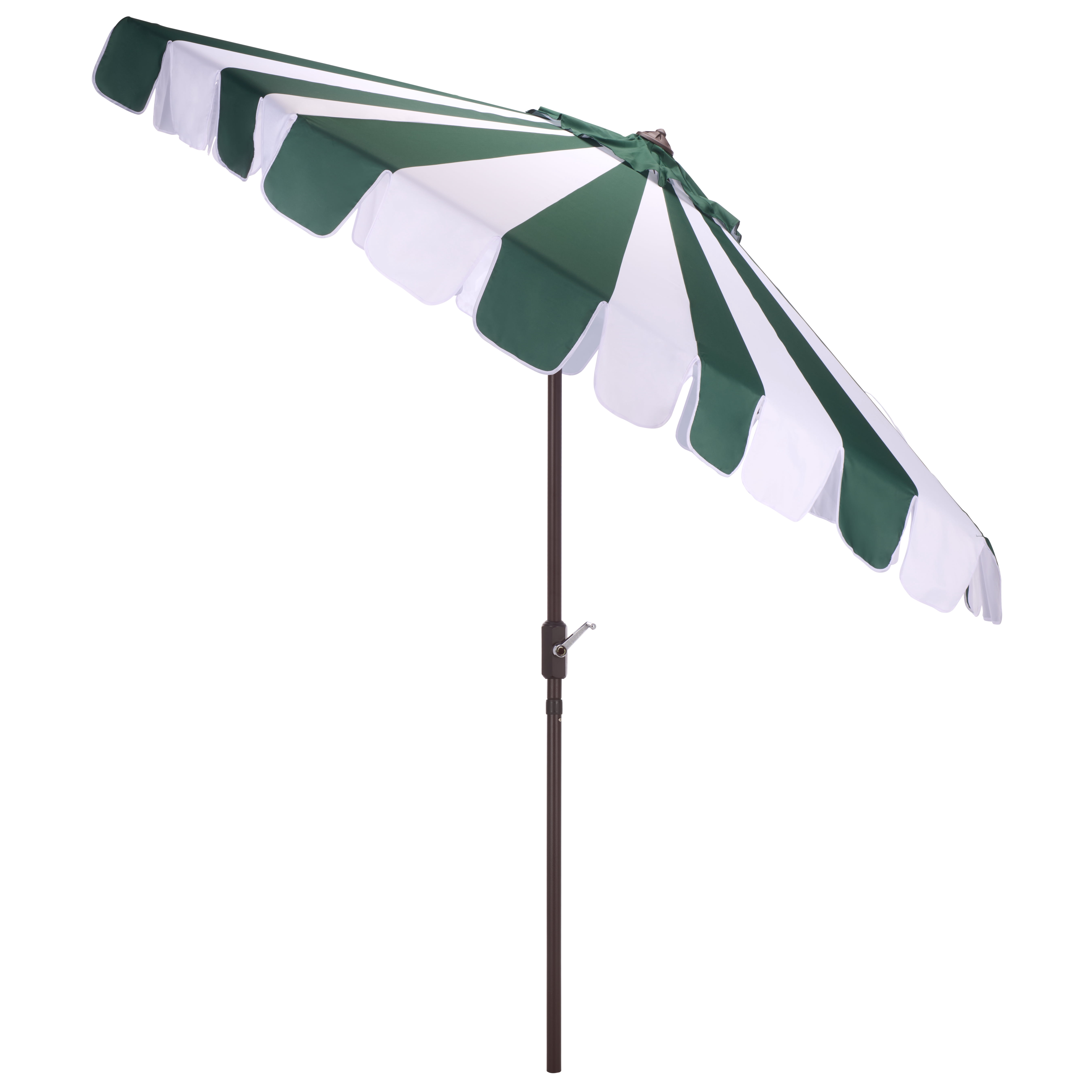 Safavieh Outdoor Meze 9ft Crank Umbrella, Hunter Green Stripe