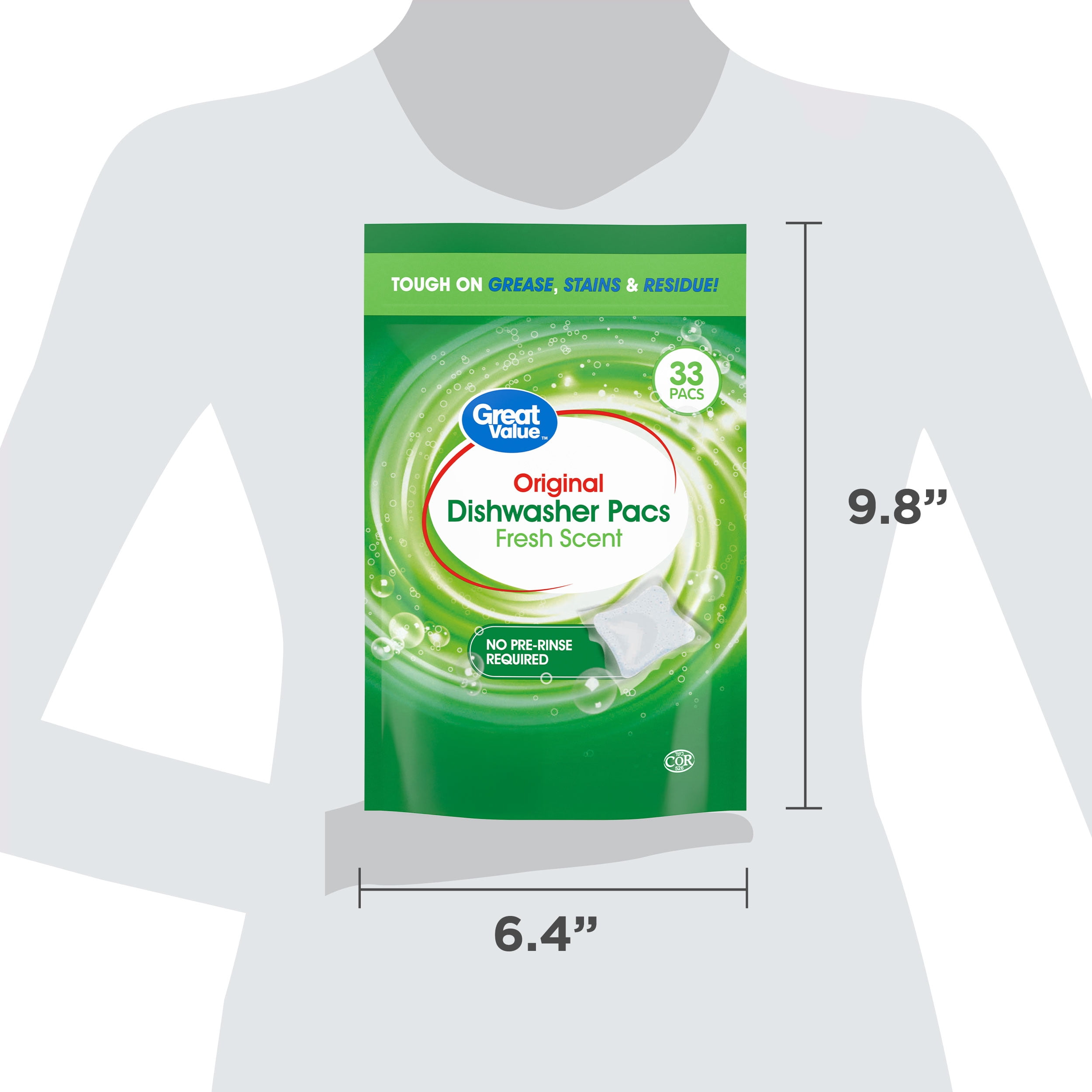 Great Value Original Dishwasher Pacs, Fresh Scent, 33 Count