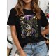 thumbnail image 2 of Camiseta para mujer Suave de veranoMardi Gras & Skeleton Print Crew Neck T-shirt, Polyester Casual Short-sleeved Round Neck T-shirt for WomenFather's Day, Mother's Day, New Year, Spring Festival, Va, 2 of 8