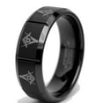 thumbnail image 2 of Metal Masters Tungsten Carbide Mens Black Laser Etched Masonic Ring 8mm Comfort-Fit, 2 of 6