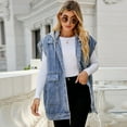 thumbnail image 5 of Fjuchai Womens Denim Vest Jacket Summer Sleeveless Detachable Hooded Denim Waistcoat XS-XL, 5 of 10