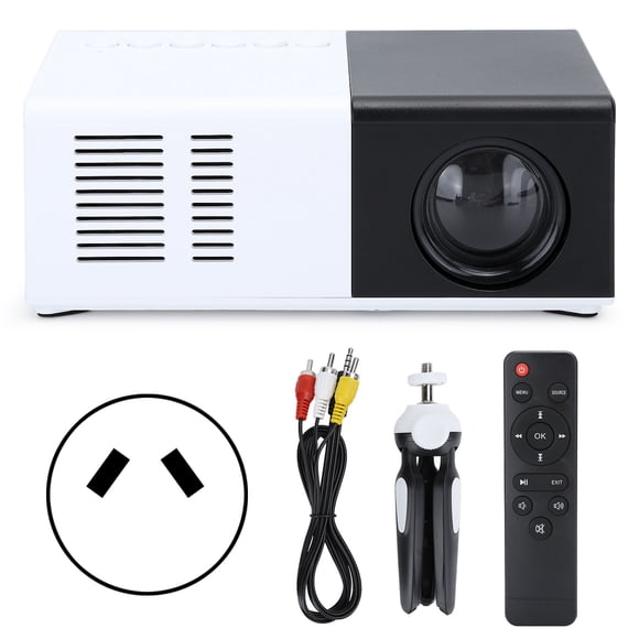 Mini proyector LED portátil en blanco y negro con soporte - Enchufe AU de 100-240 V
