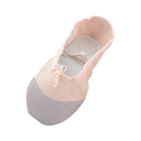 Unique Bargains Lady Soft Canvas Elastic Bands Flat Ballet Dancing Shoes Apricot Size 41