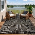 thumbnail image 2 of Wonnitar Outdoor Rugs Waterproof 5'x8' Reversible Plastic Straw Rug, Modern Rainbow Outside Carpet for RV Patio Deck Porch Balcony Picnic Camping Beach, Black&Brown-Rainbow, 2 of 10