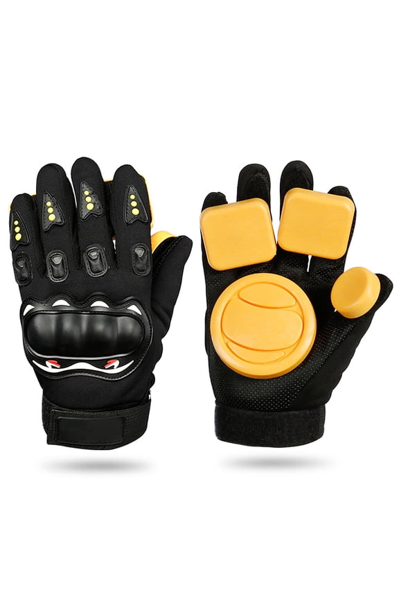 Longboard Downhill Slide Gloves with 4 Removable Sliding Blocks, Breathable Skateboard Mittens for Adult, 9.45 x 4.33 x 1.97 Inches