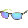 thumbnail image 2 of sunglassLA Unisex Action Sport Two-Toned Horn Rimmed Frame Color Mirror Lens Matte Rectangle Sunglasses (Black-Green / Green Blue Mirror) - 55mm, 2 of 4