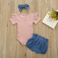 thumbnail image 2 of Dooleck Baby Girl Summer Clothes Infant Ruffle Bodysuit Floral Shorts Outfit Set, 2 of 8